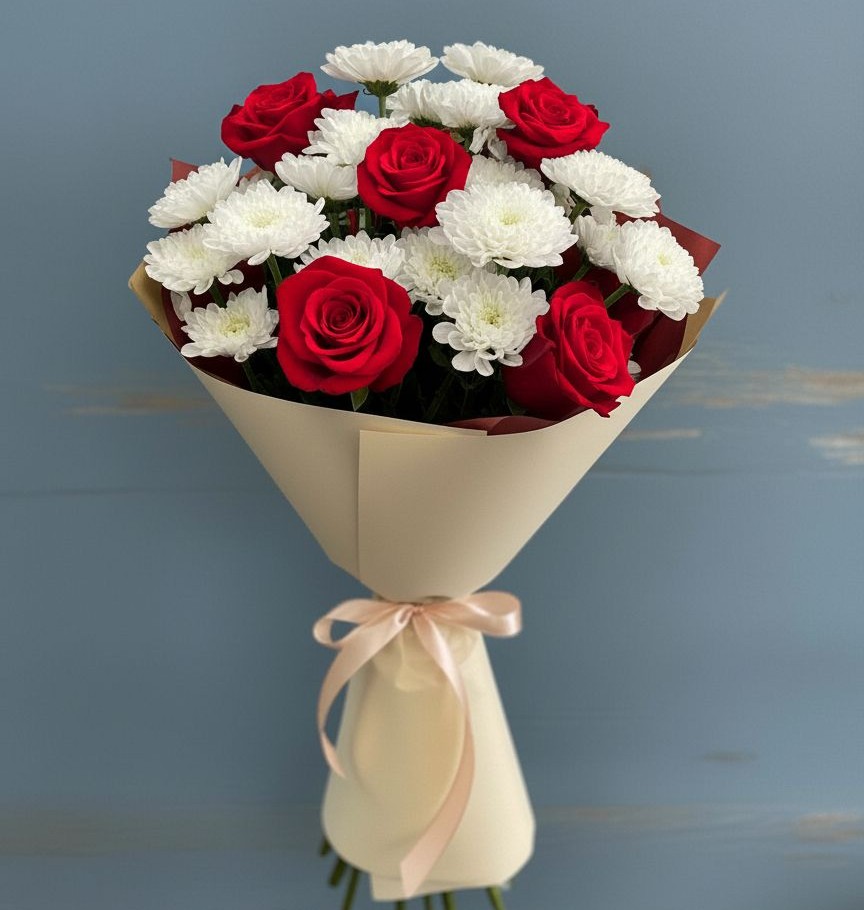 Букет цветов из: Розы и Хризантемы в Гуеве