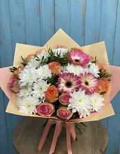 Букет цветов из:  Розы, Герберы и Хризантемы в Гуеве