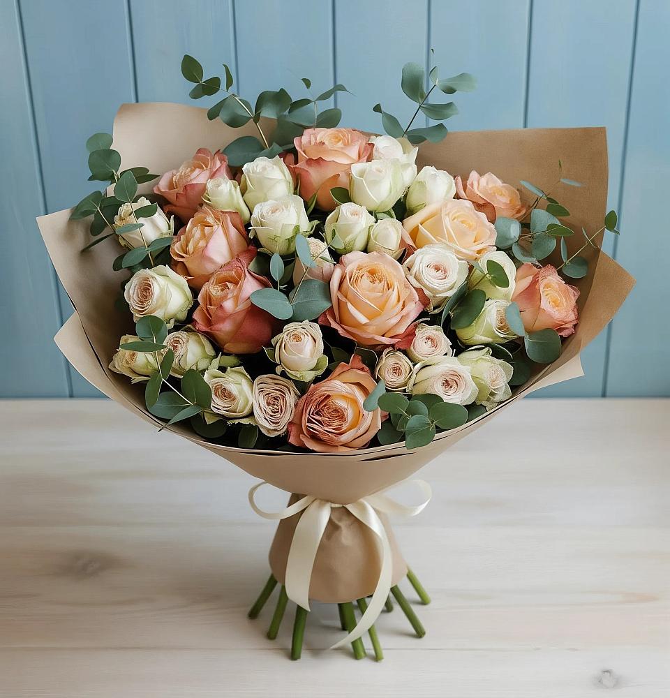 Букет цветов из: Альстромерии и Розы в Гуеве