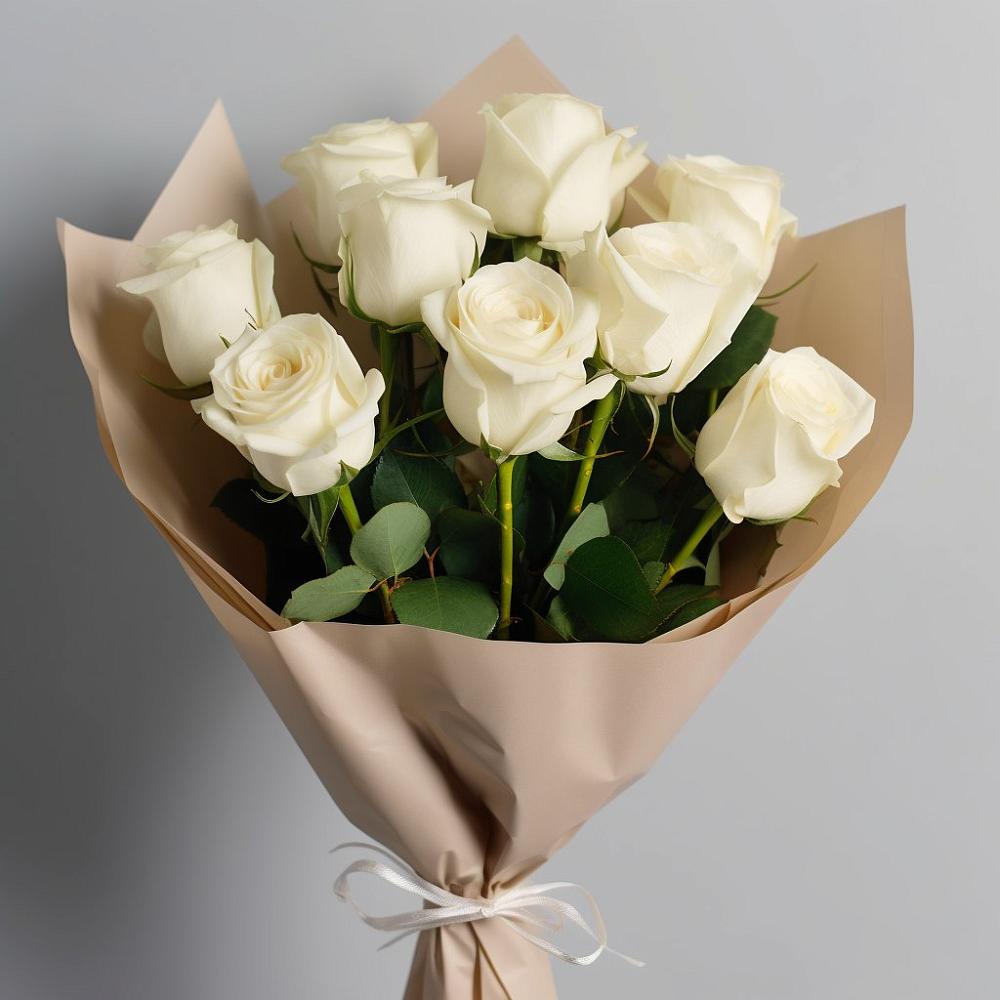 Букет 9 Белых роз Эдлесс Лав в Гуеве