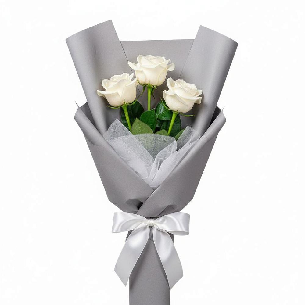 Букет 3 белые розы в Гуеве