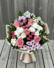 Букет цветов из:  Альстромерии, Гвоздики, Розы и Хризантемы в Гуеве