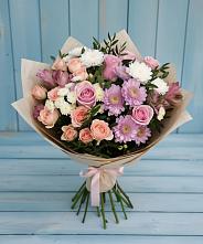 Букет цветов из:  Хризантемы, Розы и Альстромерии в Гуеве