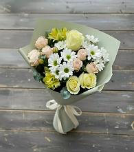 Букет цветов из:  Альстромерии, Розы и Хризантемы в Гуеве